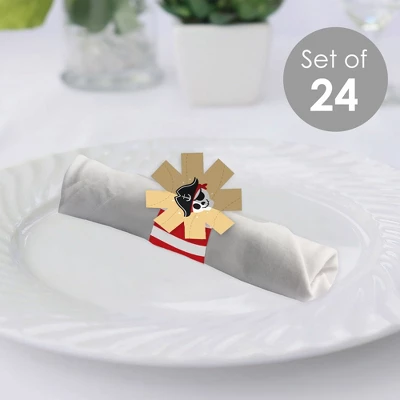 Big Dot Of Happiness Pirate Ship Adventures - Skull Birthday Party Paper Napkin Holder - Napkin Rings - Set Of 24 1 Big Dot Of Happiness Pirate Ship Adventures - Skull Birthday Party Paper Napkin Holder - Napkin Rings - Set Of 24