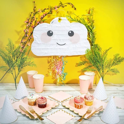 Blue Panda Pull String Cloud Pinata For Girls, Rainbow Birthday Party Supplies, Gender Reveal Pinata, Baby Shower (16.5x10 In) 2 Blue Panda Pull String Cloud Pinata For Girls, Rainbow Birthday Party Supplies, Gender Reveal Pinata, Baby Shower (16.5x10 In) - Image 2