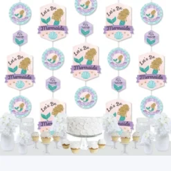 Big Dot Of Happiness Let's Be Mermaids - Baby Shower Or Birthday Party DIY Dangler Backdrop - Hanging Vertical Decorations - 30 Pieces