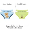 Big Dot Of Happiness Baby Boy Teddy Bear - Diaper Shaped Raffle Ticket Inserts - Baby Shower Activities - Diaper Raffle Game - Set Of 24