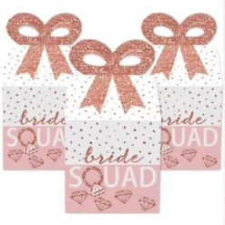 Big Dot Of Happiness Bride Squad - Square Favor Gift Boxes - Rose Gold Bridal Shower Or Bachelorette Party Bow Boxes - Set Of 12