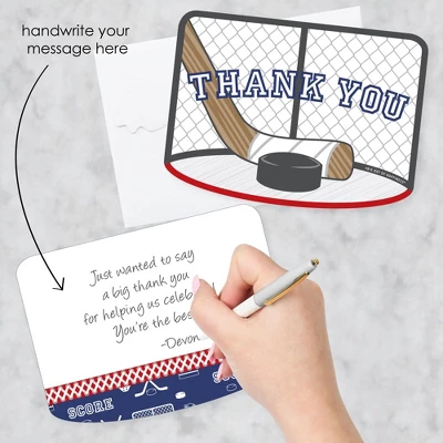 Big Dot Of Happiness Shoots & Scores! - Hockey - Shaped Thank You Cards - Baby Shower Or Birthday Party Thank You Note Cards & Envelopes - Set Of 12 1 Big Dot Of Happiness Shoots & Scores! - Hockey - Shaped Thank You Cards - Baby Shower Or Birthday Party Thank You Note Cards & Envelopes - Set Of 12