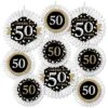 Big Dot Of Happiness Adult 50th Birthday - Gold - Hanging Birthday Party Tissue Decoration Kit - Paper Fans - Set Of 9