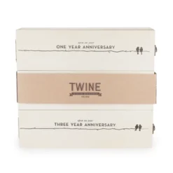 Twine Wedding And Anniversary Gift Wooden Wine Box Three Year Celebration 3 Bottle Holder With Lids And Latches, Wood -Anagram Shop GUEST 34c4346c 1fa0 40e7 9e86 96485964e51f