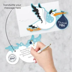 Big Dot Of Happiness Boy Special Delivery - Shaped Thank You Cards - It's A Boy Stork Baby Shower Thank You Note Cards With Envelopes - Set Of 12