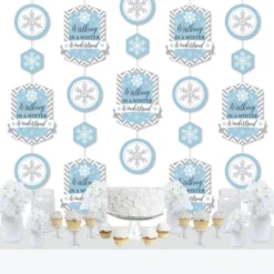 Big Dot Of Happiness Winter Wonderland - Snowflake Holiday Party And Winter Wedding DIY Dangler Backdrop - Hanging Vertical Decorations - 30 Pieces