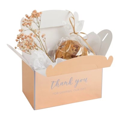 Sparkle And Bash 24 Pack Rose Gold Thank You Party Favor Gable Gift Boxes For Wedding, Birthday Party, 6.25 X 3.5 X 3.5 In 2 Sparkle And Bash 24 Pack Rose Gold Thank You Party Favor Gable Gift Boxes For Wedding, Birthday Party, 6.25 X 3.5 X 3.5 In - Image 2
