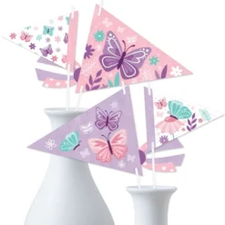Big Dot Of Happiness Beautiful Butterfly - Triangle Floral Baby Shower Or Birthday Party Photo Props - Pennant Flag Centerpieces - Set Of 20 -Anagram Shop GUEST 37bb9f00 ba12 4814 a681 34f4c2140c68