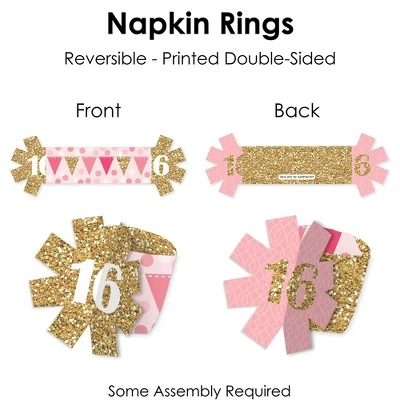 Big Dot Of Happiness Sweet 16 - 16th Birthday Party Paper Napkin Holder - Napkin Rings - Set Of 24 5 Big Dot Of Happiness Sweet 16 - 16th Birthday Party Paper Napkin Holder - Napkin Rings - Set Of 24 - Image 5