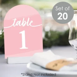 Big Dot Of Happiness Pink Elegantly Simple - Wedding Receptions, Parties Or Events Double-Sided 5 X 7 Inches Cards - Table Numbers - 1-20