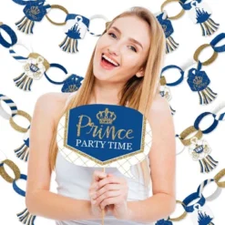 Big Dot Of Happiness Royal Prince Charming - Banner And Photo Booth Decorations - Baby Shower Or Birthday Party Supplies Kit - Doterrific Bundle