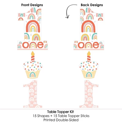 Big Dot Of Happiness 1st Birthday Hello Rainbow - Boho First Birthday Party Centerpiece Sticks - Table Toppers - Set Of 15 4 Big Dot Of Happiness 1st Birthday Hello Rainbow - Boho First Birthday Party Centerpiece Sticks - Table Toppers - Set Of 15 - Image 4