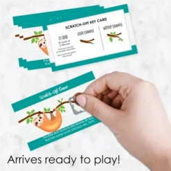 Big Dot Of Happiness Let's Hang - Sloth - Baby Shower Or Birthday Party Game Scratch Off Cards - 22 Count