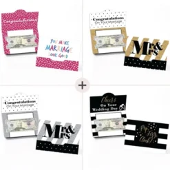 Big Dot Of Happiness Assorted Wedding Cards - Wedding Money And Gift Card Holders - Set Of 8
