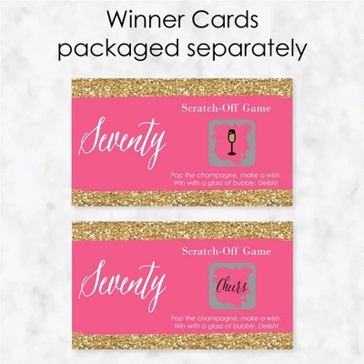 Big Dot Of Happiness Chic 70th Birthday - Pink And Gold - Birthday Party Game Scratch Off Cards - 22 Count 2 Big Dot Of Happiness Chic 70th Birthday - Pink And Gold - Birthday Party Game Scratch Off Cards - 22 Count - Image 2