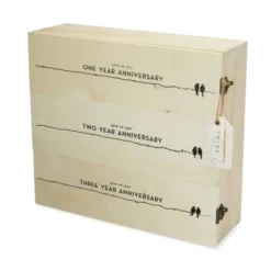 Twine Wedding And Anniversary Gift Wooden Wine Box Three Year Celebration 3 Bottle Holder With Lids And Latches, Wood -Anagram Shop GUEST 3c921611 f5ef 409f 975b f122772c7421