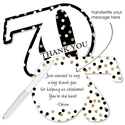 Big Dot Of Happiness Adult 70th Birthday - Gold - Shaped Thank You Cards - Birthday Party Thank You Note Cards With Envelopes - Set Of 12 1 Big Dot Of Happiness Adult 70th Birthday - Gold - Shaped Thank You Cards - Birthday Party Thank You Note Cards With Envelopes - Set Of 12