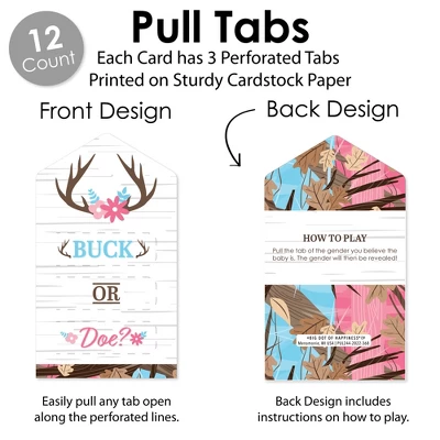 Big Dot Of Happiness Girl Buck Or Doe - Party Game Pickle Cards - Hunting Gender Reveal Pull Tabs - Set Of 12 2 Big Dot Of Happiness Girl Buck Or Doe - Party Game Pickle Cards - Hunting Gender Reveal Pull Tabs - Set Of 12 - Image 2