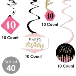 Big Dot Of Happiness Chic 40th Birthday - Pink, Black And Gold - Birthday Party Hanging Decor - Party Decoration Swirls - Set Of 40 -Anagram Shop GUEST 3eecd111 3977 4366 9fcb 7354d7579d0e