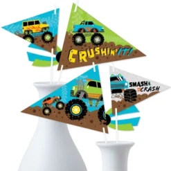 Big Dot Of Happiness Smash And Crash - Monster Truck - Triangle Boy Birthday Party Photo Props - Pennant Flag Centerpieces - Set Of 20 -Anagram Shop GUEST 40679aad 5dd5 46e1 b031 9b68bd5e96b8