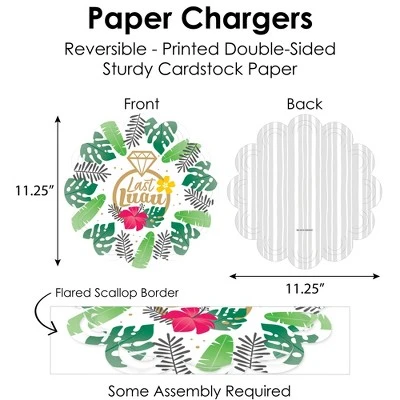 Big Dot Of Happiness Last Luau Tropical Bachelorette Party & Bridal Shower Paper Charger And Table Decorations - Chargerific Kit - Place Setting For 8 3 Big Dot Of Happiness Last Luau Tropical Bachelorette Party & Bridal Shower Paper Charger And Table Decorations - Chargerific Kit - Place Setting For 8 - Image 3