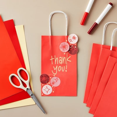 Blue Panda 25-Pack Red Gift Bags With Handles - Small Paper Treat Bags For Birthday, Wedding, Retail (5.3x3.2x9 In) 2 Blue Panda 25-Pack Red Gift Bags With Handles - Small Paper Treat Bags For Birthday, Wedding, Retail (5.3x3.2x9 In) - Image 2