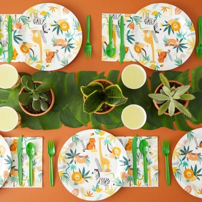 Blue Panda 144 Piece Jungle Safari Theme Birthday Party Decorations, Zoo Animal Dinnerware Plates, Napkins, Cups, And Cutlery 1 Blue Panda 144 Piece Jungle Safari Theme Birthday Party Decorations, Zoo Animal Dinnerware Plates, Napkins, Cups, And Cutlery