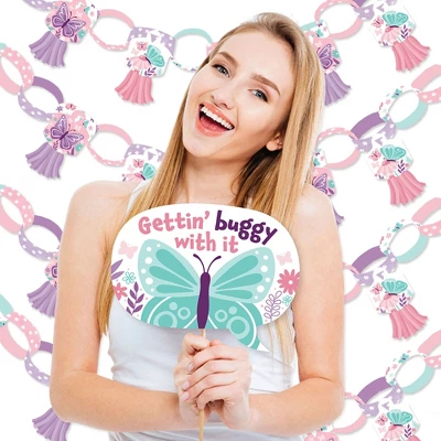 Big Dot Of Happiness Beautiful Butterfly - Banner And Photo Booth Decorations - Floral Baby Shower Or Birthday Party Supplies Kit - Doterrific Bundle 1 Big Dot Of Happiness Beautiful Butterfly - Banner And Photo Booth Decorations - Floral Baby Shower Or Birthday Party Supplies Kit - Doterrific Bundle