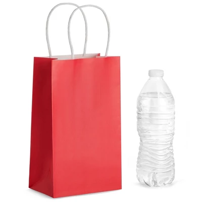 Blue Panda 25-Pack Red Gift Bags With Handles - Small Paper Treat Bags For Birthday, Wedding, Retail (5.3x3.2x9 In) 4 Blue Panda 25-Pack Red Gift Bags With Handles - Small Paper Treat Bags For Birthday, Wedding, Retail (5.3x3.2x9 In) - Image 4