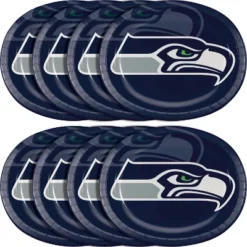 NFL 24ct Seattle Seahawks Football Oval Plates
