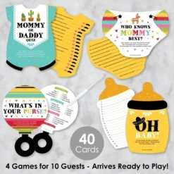 Big Dot Of Happiness Let's Fiesta - 4 Baby Shower Games - 10 Cards Each - Gamerific Bundle