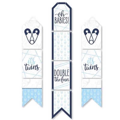 Big Dot Of Happiness It's Twin Boys - Hanging Vertical Paper Door Banners - Blue Twins Baby Shower Wall Decoration Kit - Indoor Door Decor 5 Big Dot Of Happiness It's Twin Boys - Hanging Vertical Paper Door Banners - Blue Twins Baby Shower Wall Decoration Kit - Indoor Door Decor - Image 5
