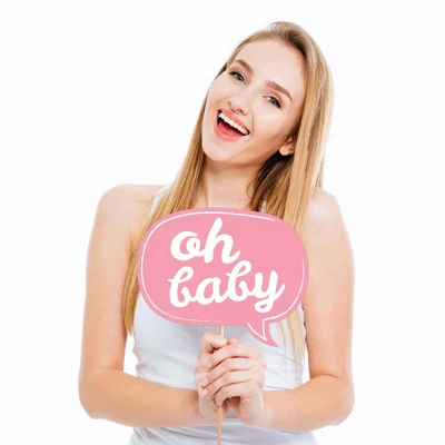 Big Dot Of Happiness Hello Little One - Pink And Gold - Girl Baby Shower Photo Booth Props Kit - 20 Count 2 Big Dot Of Happiness Hello Little One - Pink And Gold - Girl Baby Shower Photo Booth Props Kit - 20 Count - Image 2