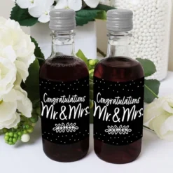 Big Dot Of Happiness Mr. And Mrs. - Mini Wine & Champagne Bottle Label Stickers - Black And White Wedding Or Bridal Shower Favor Gift - Set Of 16 -Anagram Shop GUEST 4a841e36 30dc 4f44 937f b48a73c35513