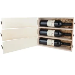 Twine Wedding And Anniversary Gift Wooden Wine Box Three Year Celebration 3 Bottle Holder With Lids And Latches, Wood -Anagram Shop GUEST 4b141333 491e 40ff a970 c3a298692622