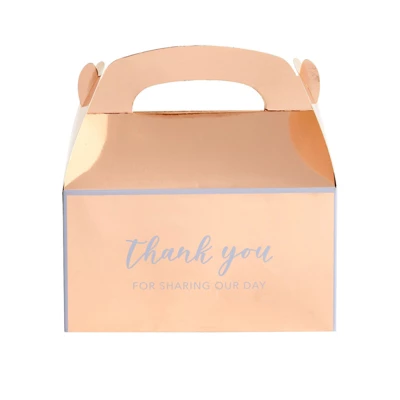 Sparkle And Bash 24 Pack Rose Gold Thank You Party Favor Gable Gift Boxes For Wedding, Birthday Party, 6.25 X 3.5 X 3.5 In 3 Sparkle And Bash 24 Pack Rose Gold Thank You Party Favor Gable Gift Boxes For Wedding, Birthday Party, 6.25 X 3.5 X 3.5 In - Image 3