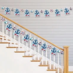 Big Dot Of Happiness Ahoy It's A Boy - Nautical Baby Shower DIY Decorations - Clothespin Garland Banner - 44 Pieces
