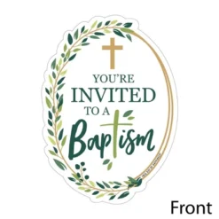 Big Dot Of Happiness Baptism Elegant Cross - Shaped Fill-in Invitations - Religious Party Invitation Cards With Envelopes - Set Of 12