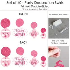 Big Dot Of Happiness It's A Girl - Pink Baby Shower Hanging Decor - Party Decoration Swirls - Set Of 40 -Anagram Shop GUEST 4db9584d c1c4 4b57 81bd 87859f168845