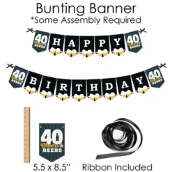 Big Dot Of Happiness Cheers And Beers To 40 Years - Banner And Photo Booth Decorations - 40th Birthday Party Supplies Kit - Doterrific Bundle -Anagram Shop GUEST 4edd0b18 be49 4b3f a9ec 8939917cfc54
