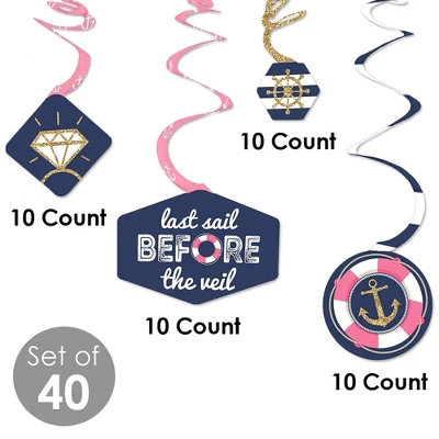 Big Dot Of Happiness Last Sail Before The Veil - Nautical Bachelorette And Bridal Shower Hanging Decor - Party Decoration Swirls - Set Of 40 3 Big Dot Of Happiness Last Sail Before The Veil - Nautical Bachelorette And Bridal Shower Hanging Decor - Party Decoration Swirls - Set Of 40 - Image 3