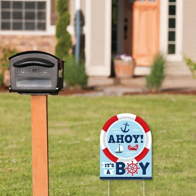 Big Dot Of Happiness Ahoy It's A Boy - Outdoor Lawn Sign - Nautical Baby Shower Yard Sign - 1 Piece 1 Big Dot Of Happiness Ahoy It's A Boy - Outdoor Lawn Sign - Nautical Baby Shower Yard Sign - 1 Piece
