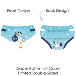 Big Dot Of Happiness Boy Special Delivery - Diaper Shaped Raffle Ticket Inserts - It’s A Boy Stork Baby Shower Activities - Diaper Raffle Game - 24 Ct