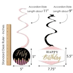 Big Dot Of Happiness Chic 40th Birthday - Pink, Black And Gold - Birthday Party Hanging Decor - Party Decoration Swirls - Set Of 40 -Anagram Shop GUEST 4fed4f94 ab32 4a60 ae6f bf0ff0aabb4a