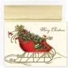 Masterpiece Studios Holiday Collection 15-Count Boxed Embossed Christmas Cards With Foil-Lined Envelopes, 7.8" X 5.6", Holiday Sleigh (843800)
