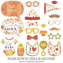 Big Dot Of Happiness Fall Foliage Baby - Autumn Leaves Baby Shower Photo Booth Props Kit - 20 Count