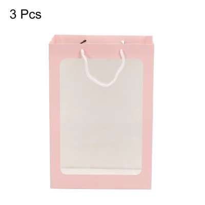 Unique Bargains Paper Gift Bag With Window Bouquet Bag 3 Pcs 2 Unique Bargains Paper Gift Bag With Window Bouquet Bag 3 Pcs - Image 2