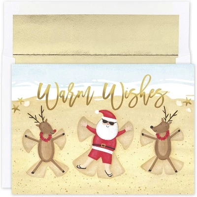 Masterpiece Studios Warmest Wishes 16-Count Boxed Christmas Cards With Foil-Lined Envelopes, 7.8" X 5.6", Beach Angels (941100) 1 Masterpiece Studios Warmest Wishes 16-Count Boxed Christmas Cards With Foil-Lined Envelopes, 7.8" X 5.6", Beach Angels (941100)