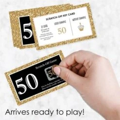 Big Dot Of Happiness Adult 50th Birthday - Gold - Birthday Party Game Scratch Off Cards - 22 Count