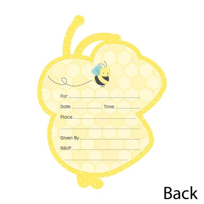 Big Dot Of Happiness Honey Bee - Shaped Fill-in Invitations - Baby Shower Or Birthday Party Invitation Cards With Envelopes - Set Of 12 2 Big Dot Of Happiness Honey Bee - Shaped Fill-in Invitations - Baby Shower Or Birthday Party Invitation Cards With Envelopes - Set Of 12 - Image 2